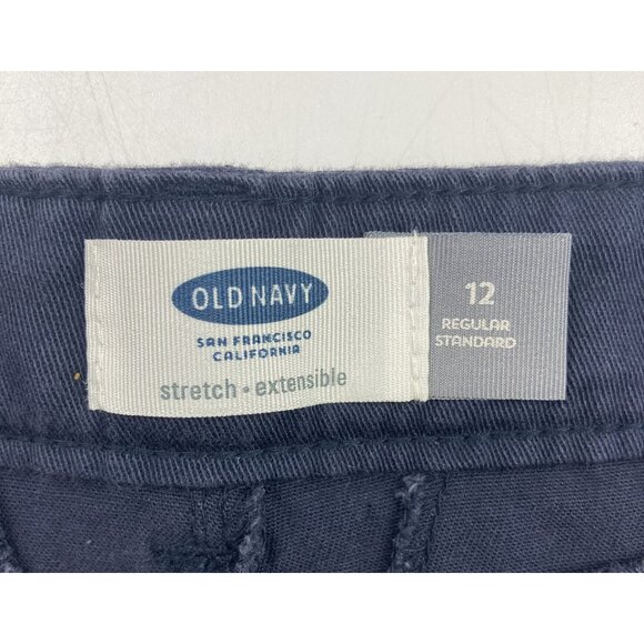 Old Navy Boy's 12 Regular Stretch Adjustable Waist Blue Chinos - Picture 3 of 3